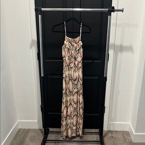 Lani Brown and Cream Spaghetti Strap Sundress